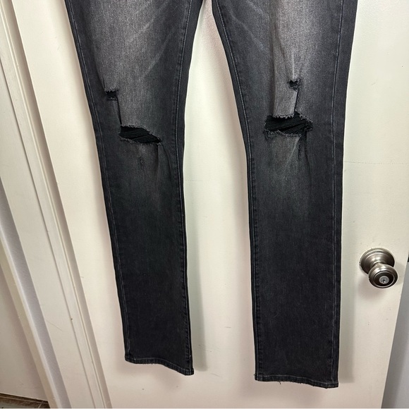Six Week Residency Washed Black SWR-D01 Distressed ButtonFly Skinny Jeans NWT 36 - Picture 7 of 15